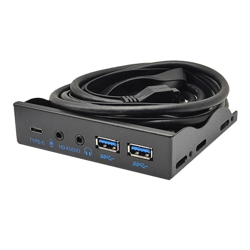 USB Front Panel For PC USB 3.2 Type C + 2X USB3.0 + 3.5mm Earphone Microphone For 3.5
