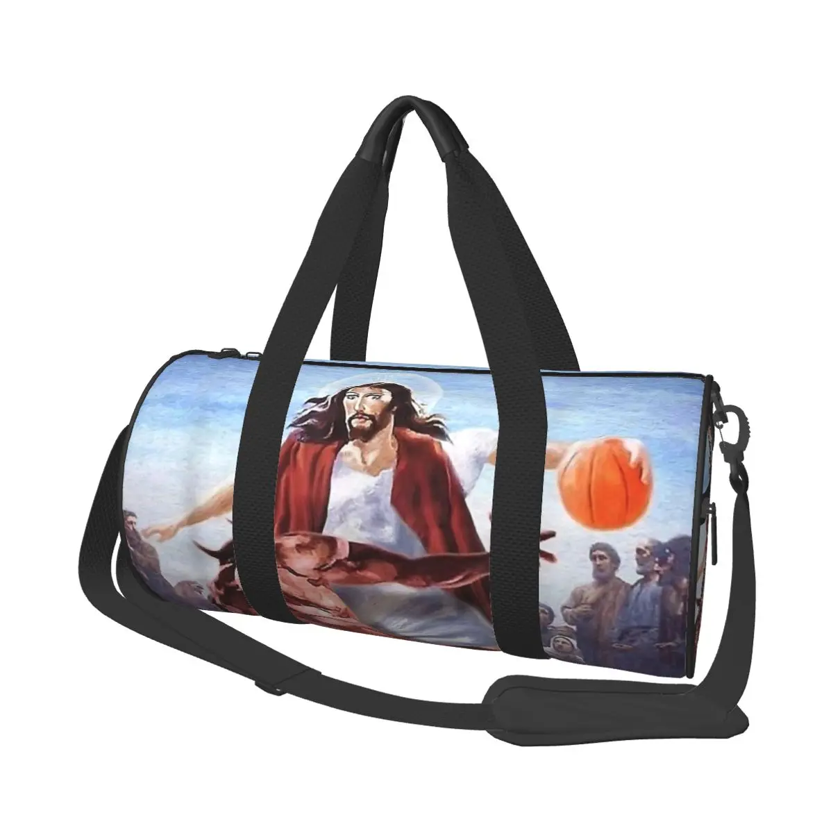 Saco de ginásio não hoje satan jesus vs satan em saco de esportes grande capacidade das mulheres dos homens fim de semana bolsa personalizada viagem do vintage saco de fitness