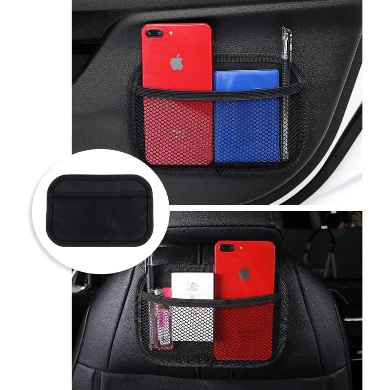 Organizador de bolsillo para coche, bolsa de almacenamiento Universal para teléfono móvil, red de malla extraíble, organizador para respaldo de