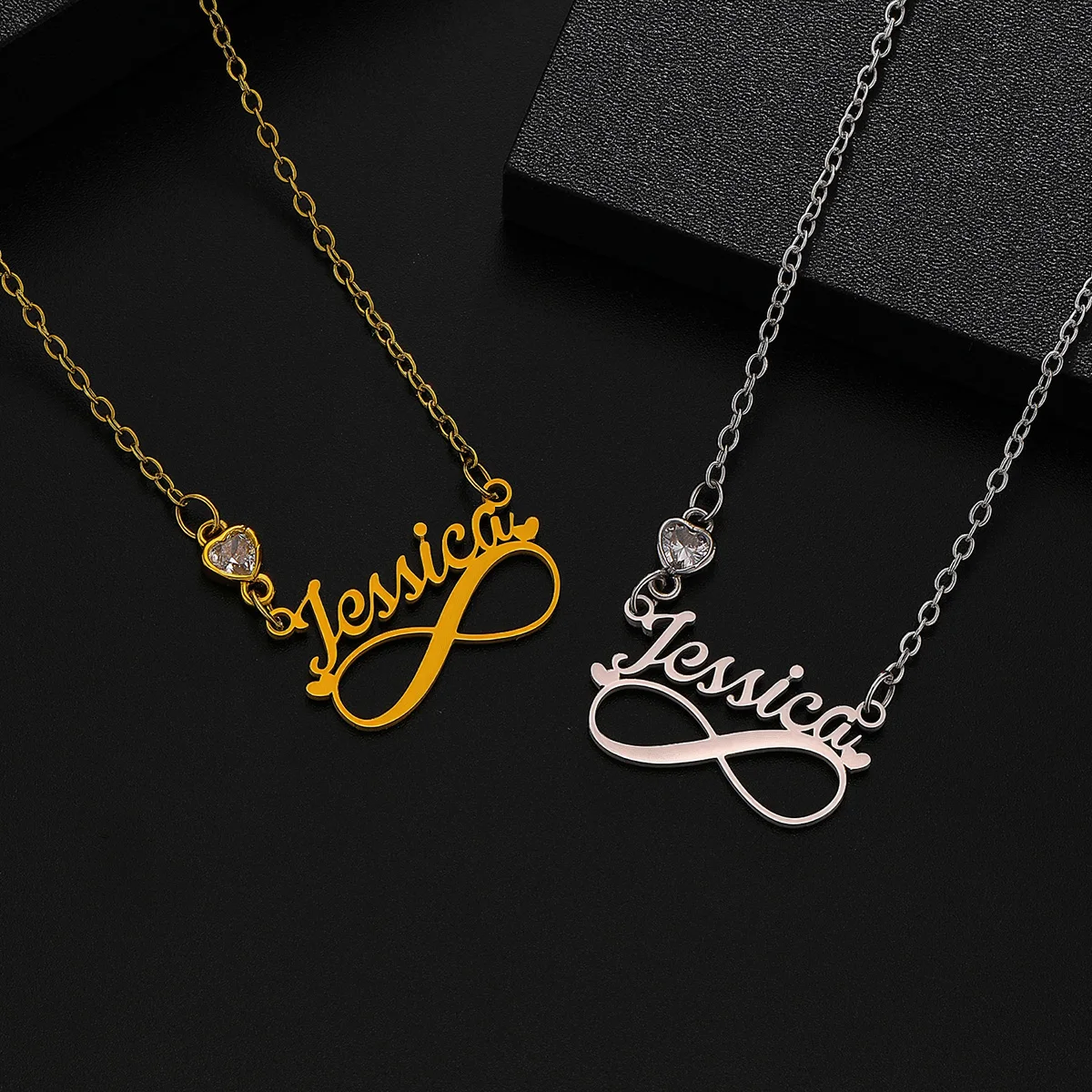 

Custom Name Stainless Steel Hollow Minimalist Infinity Symbol Necklace Women's Fashion Trendy Pendant Necklace