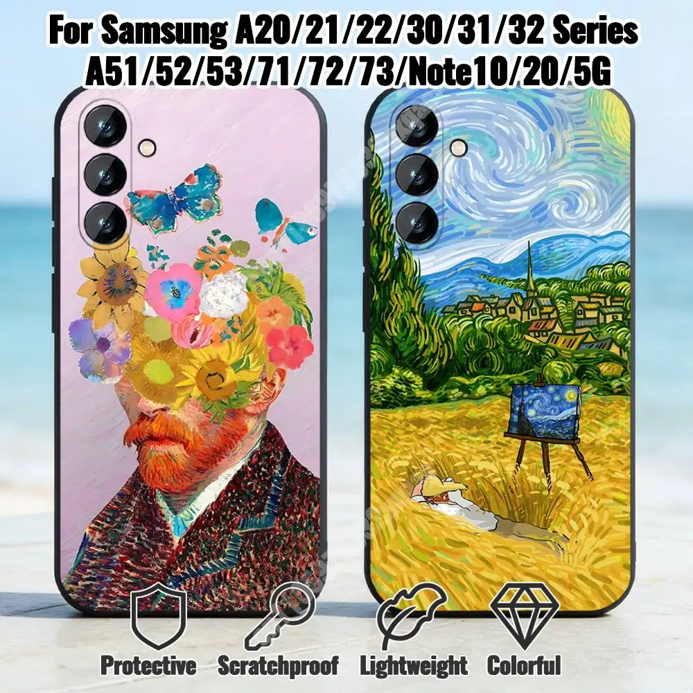 Vincent Van Gogh Style Art Phone Case for Samsung Galaxy A73 72 71 70 A32 31 30 S 5G 4G A13 A12 TPU Cover
