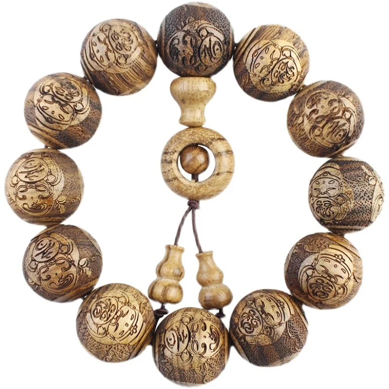 Cuerda de mano de fregadero de madera maciza Natural Phu Shou Chenxiang pulsera de Madera Juguetes de papelería joyería de mano de amantes de hombres y mujeres