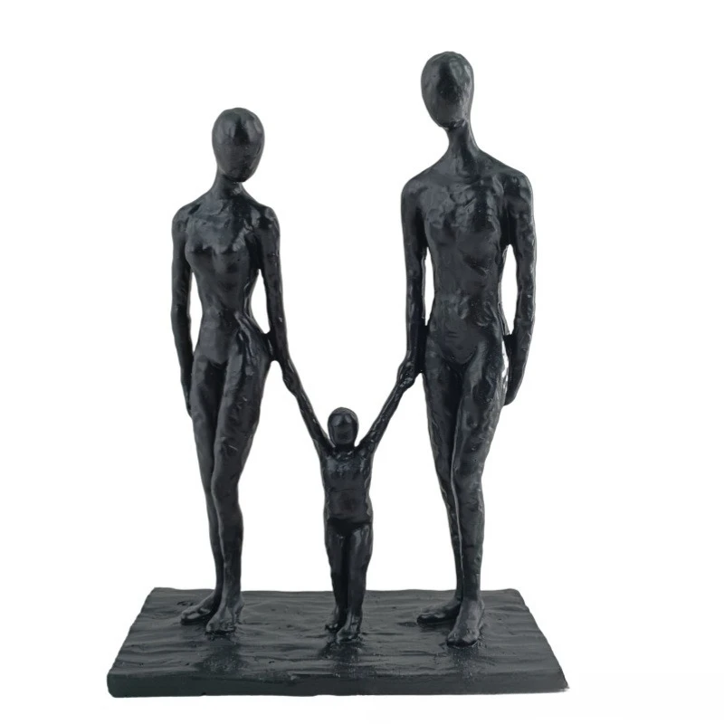 Abstract Sculptures of Parents and Children, Minimalist Home Decor, Black Figurines, Gift Decorations, Indoor Decor