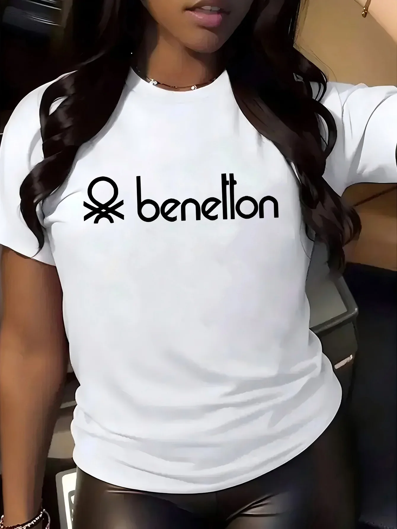 

Benelton Graphic Print Women'S T-Shirt Short Sleeve Cotton Tees High Quality Luxury Brand T-shirt Summer Streetwear Y2k+ Tops