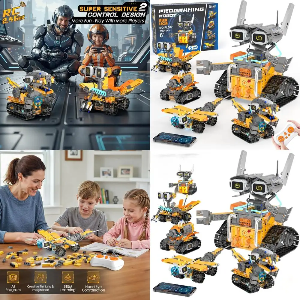 

STEM Robot Kit for Ages 6-12: 899-Piece Dinosaur Tank Building Set with App and Remote Control