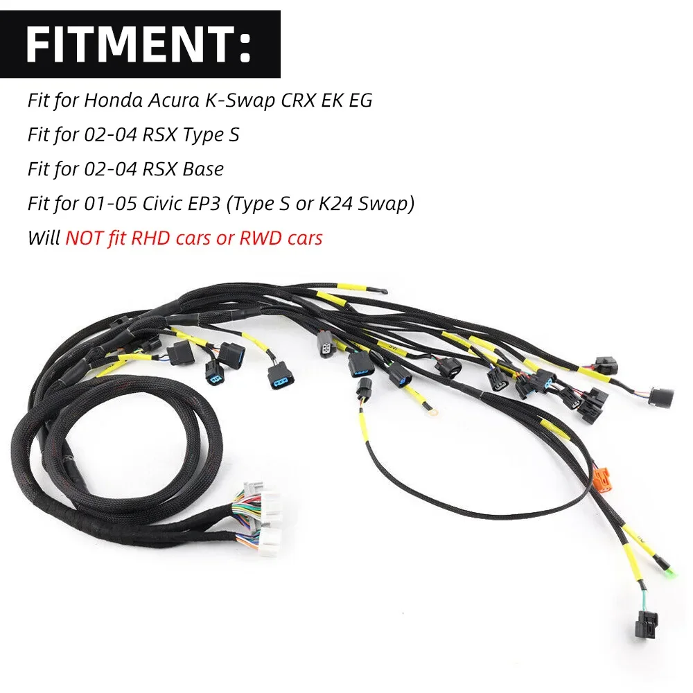 K20 K24 Tucked Engine Harness For Honda Acura K-Swap Integra CRX EK EG Civic EP3 01-05 RSX 02-04 K-Series Car Accessories