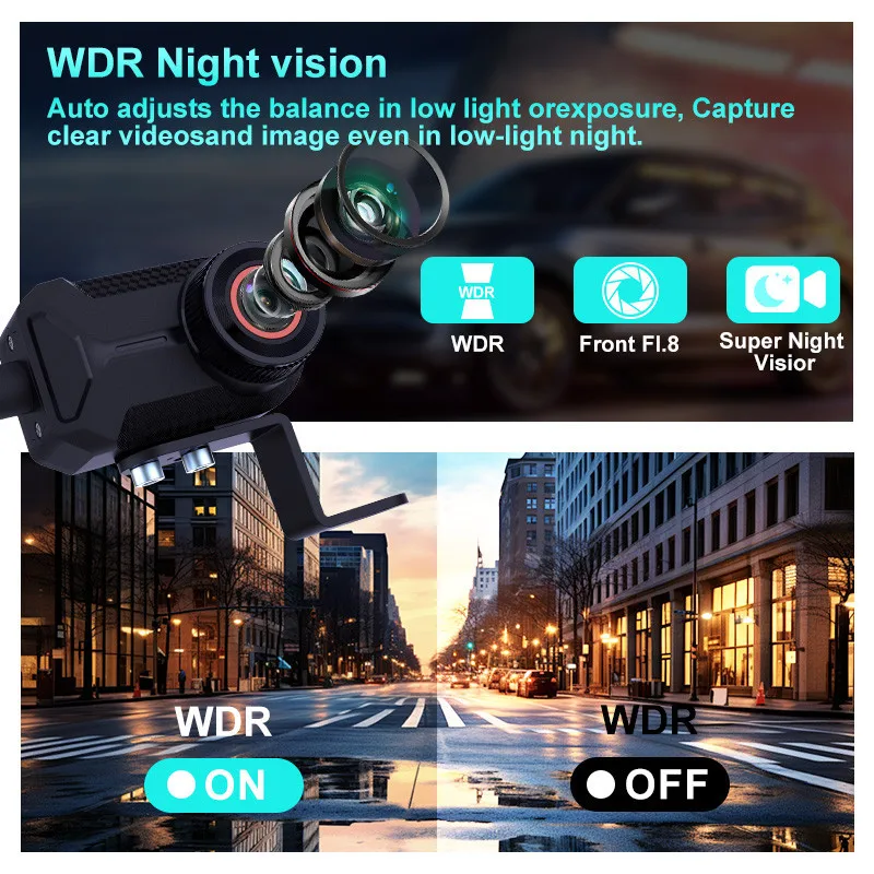 2K Motorcycle Dash Cam WiFi Driving Recorder Waterproof Rainproof Outdoor Camera for Electric Scooter Motor Bike view 4