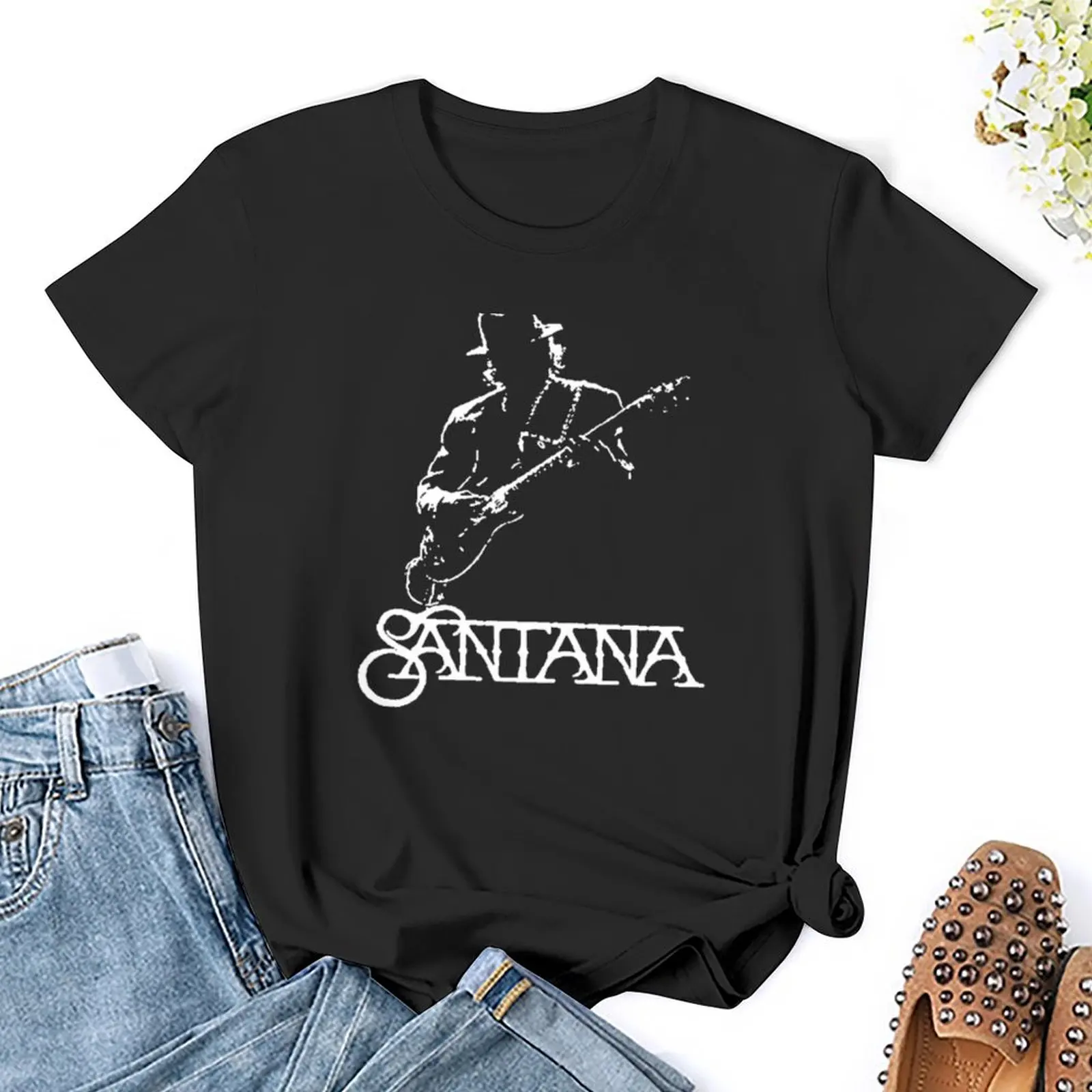 Carlos Santana V 1 T-Shirt summer tops anime clothes vintage clothes designer clothes Women luxury