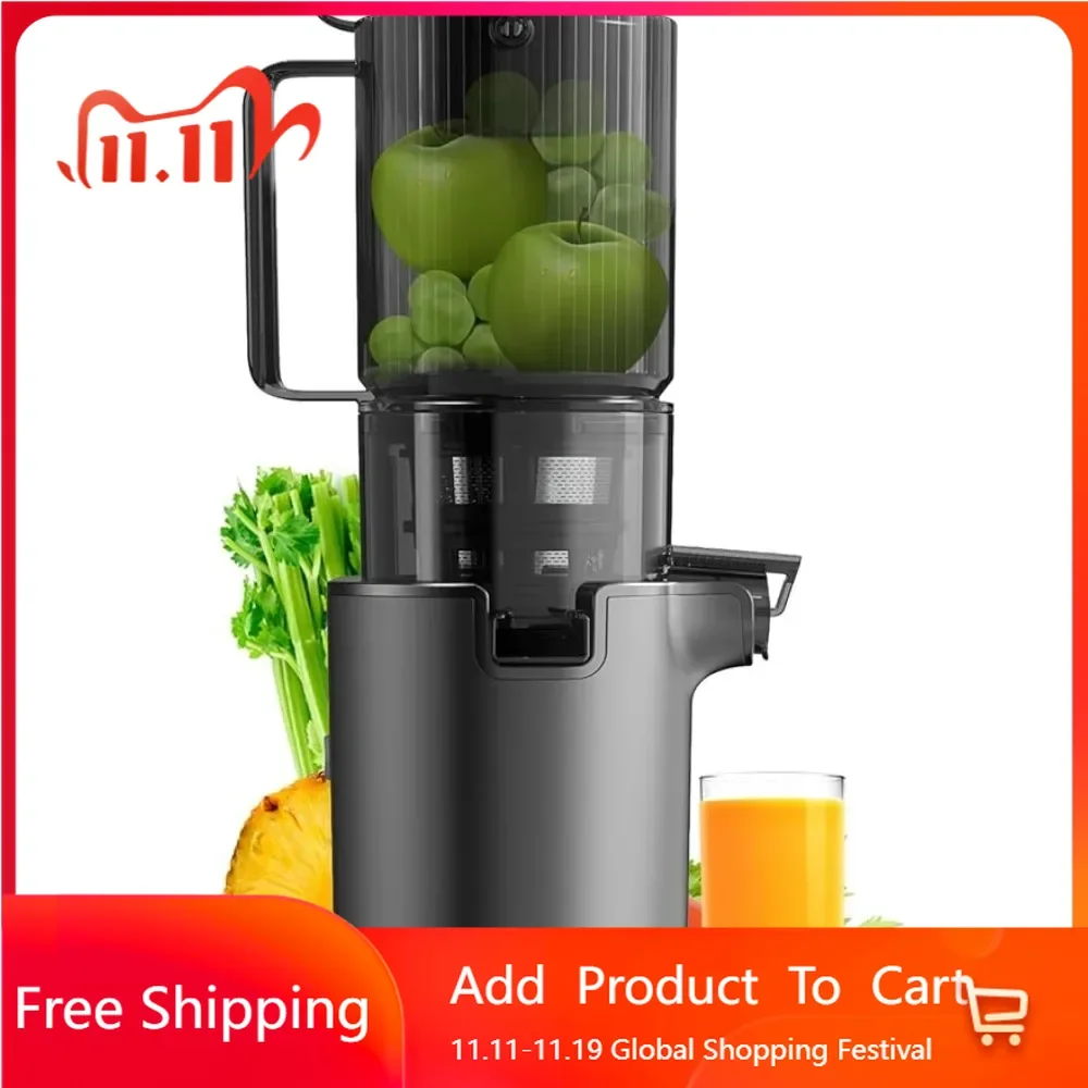 Juicer tekan dingin kecepatan lambat, 4.1 inci (104MM) dengan saluran umpan ultra lebar, digunakan untuk juicer murni sayuran dan buah