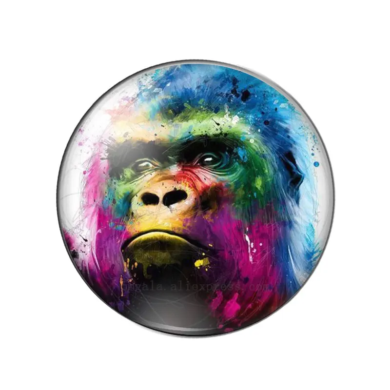 New Watercolor painting orangutan monkey 10pcs mix 12mm/16mm/18mm/25mm Round photo glass cabochon demo flat back Making findings