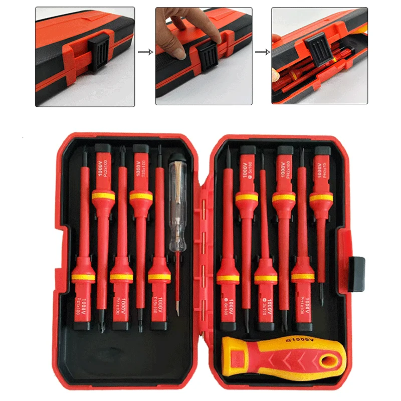 

Electrician Safety Insulated Screwdriver Set, Cross and Flat Head, Home Appliance Repair, Furniture Decoration, Manual Tool Kit