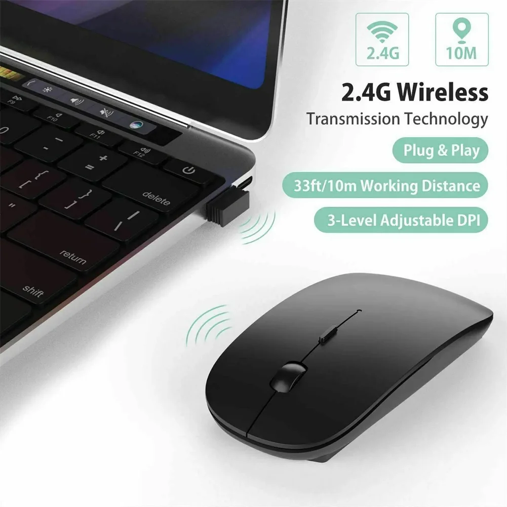 

1600DPI Wireless Mouse For Laptop 2.4GHz Ultra Thin Silent Mouse Portable Mobile Optical Cordless Mouse For Laptop PC