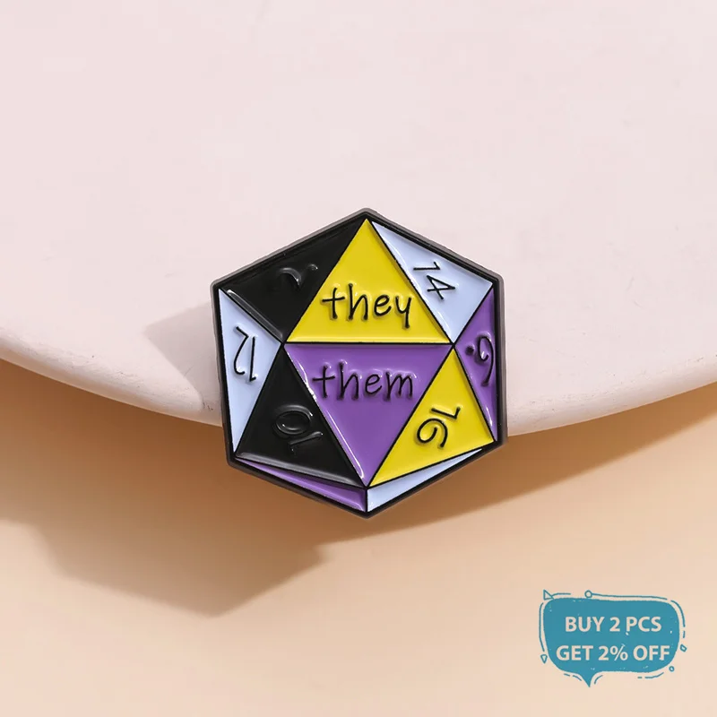 They/Them Adventure Dice Enamel Pin Nonbinary Board Games Brooch Lapel Backpack Badge Jewelry Gift For Friends