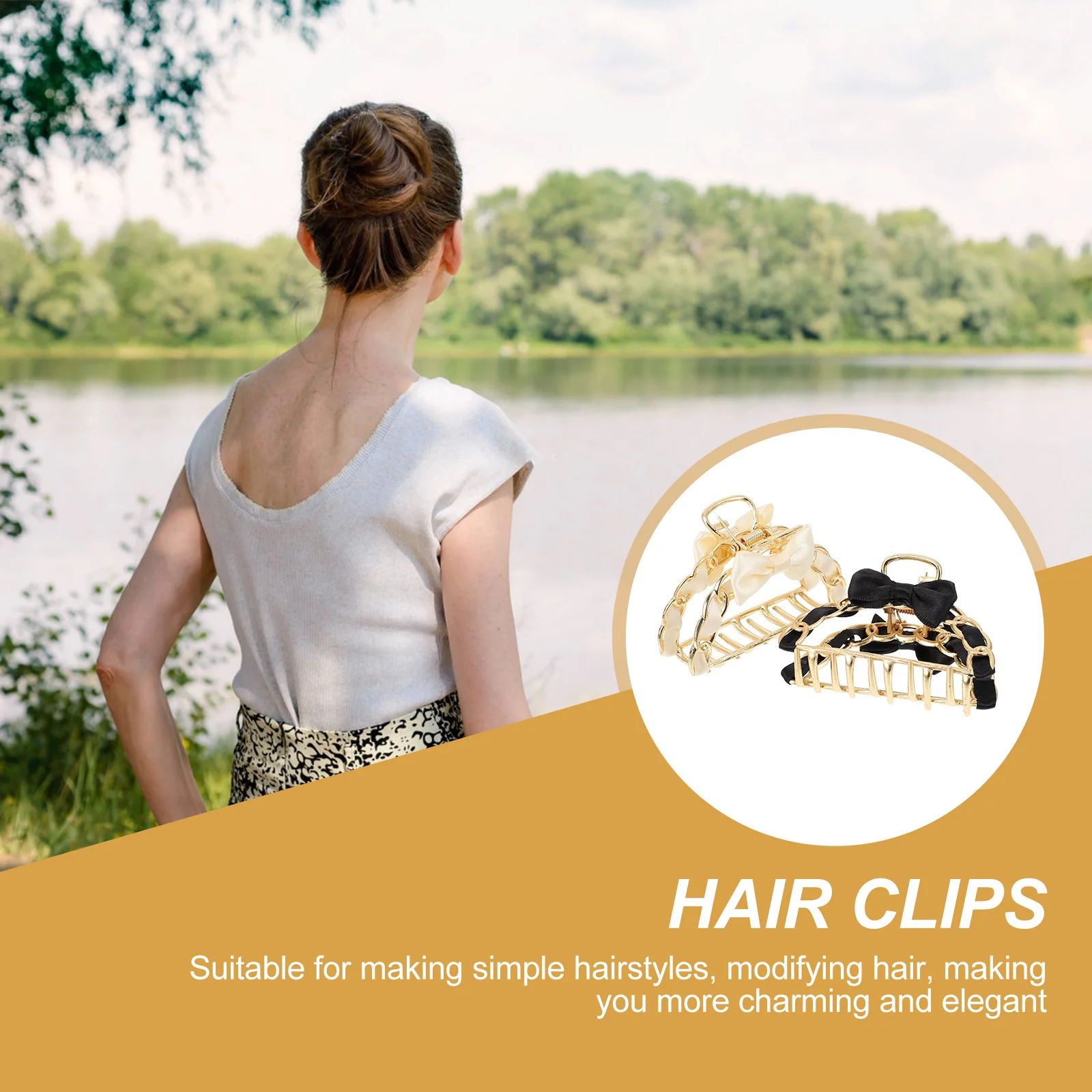 

1Set Large Size Hair Clips Bow Decor Stylish Headdress for Women Elegant Appearance Hair Clips Stylish Headdress