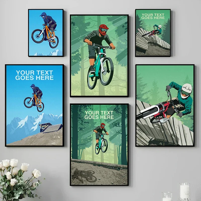 Abstract Mountain Biking Acrobatics Outdoor Mountain scenery Poster Canvas Painting Wall Art Pictures For living room Home Decor