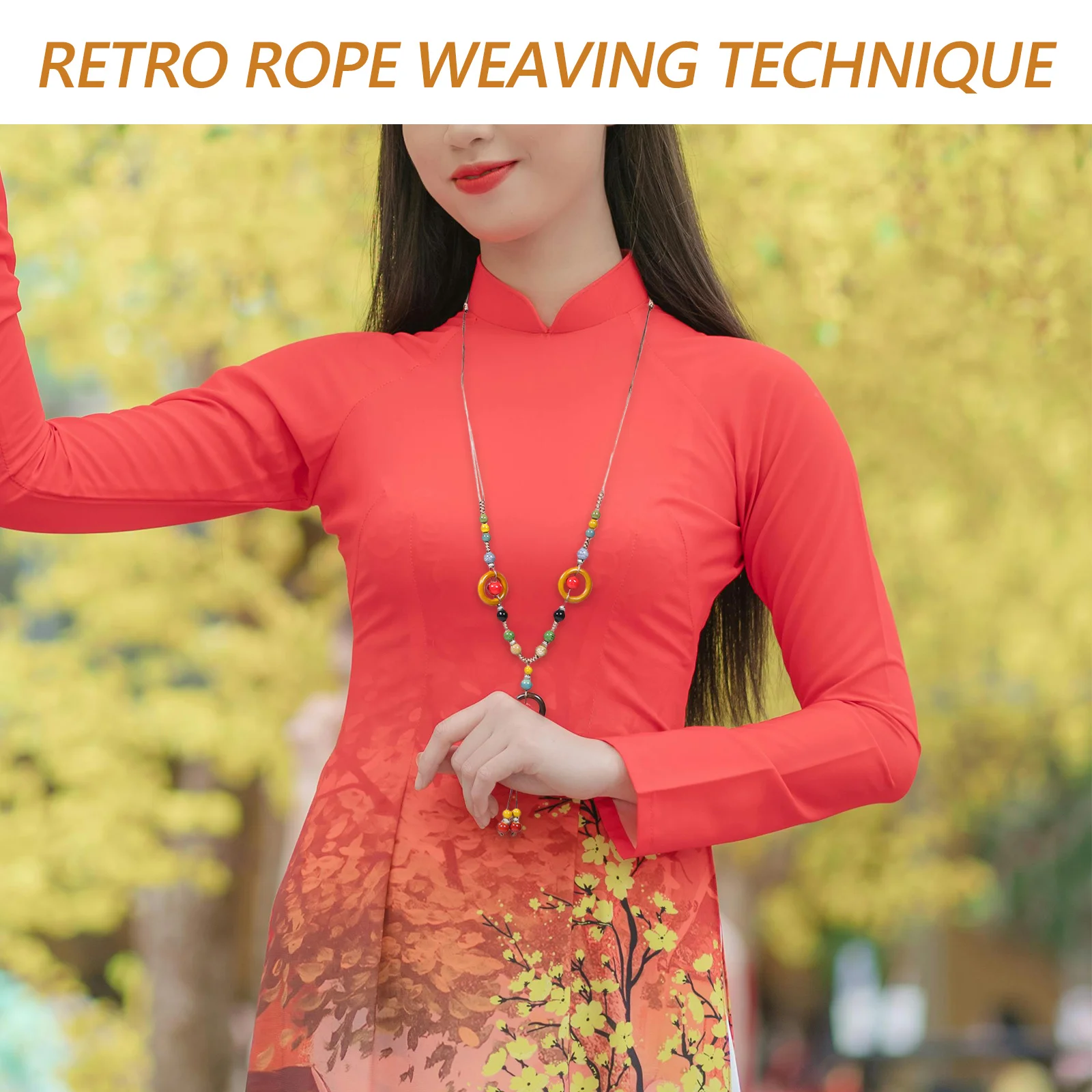 

Bohemian Retro Braided Long Necklace Handmade Vintage Tassel Pendant Sweaters Chain Statement Jewelry for Women