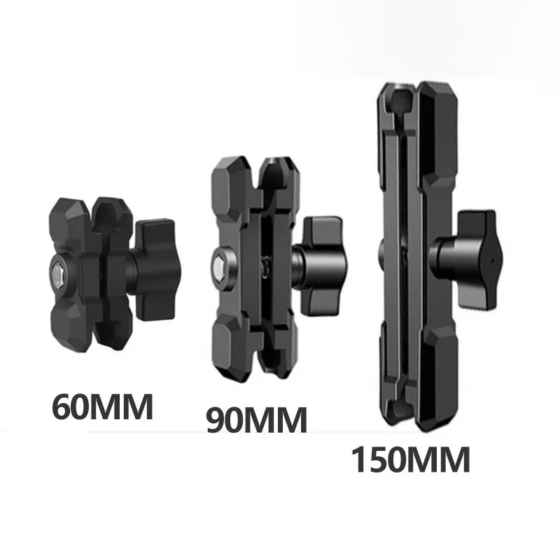 6cm/9cm/15cm Composite Double Socket Swivel Arm 25mm / 1 inch Ball Base Aluminum Construction Compatible with RAM Mounts