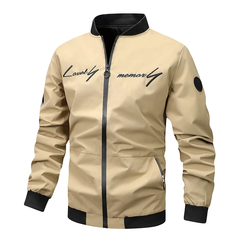 

Korean Style Loose Baseball Jacket Men Stand Collar Embroidered Fleece Lining Cross Border Supply 2025 New Spring Autumn Winter