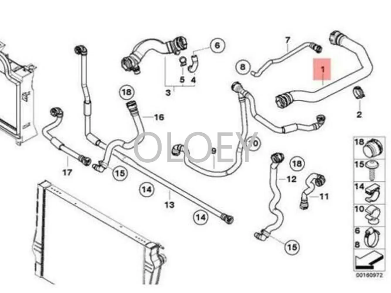 Radiator Coolant Hose-Molded Coolant Hose Upper Gates 17127794153 for BMW X5 E70 2006 2008 2009 2010 2011-2013 E71 2007 - 2010