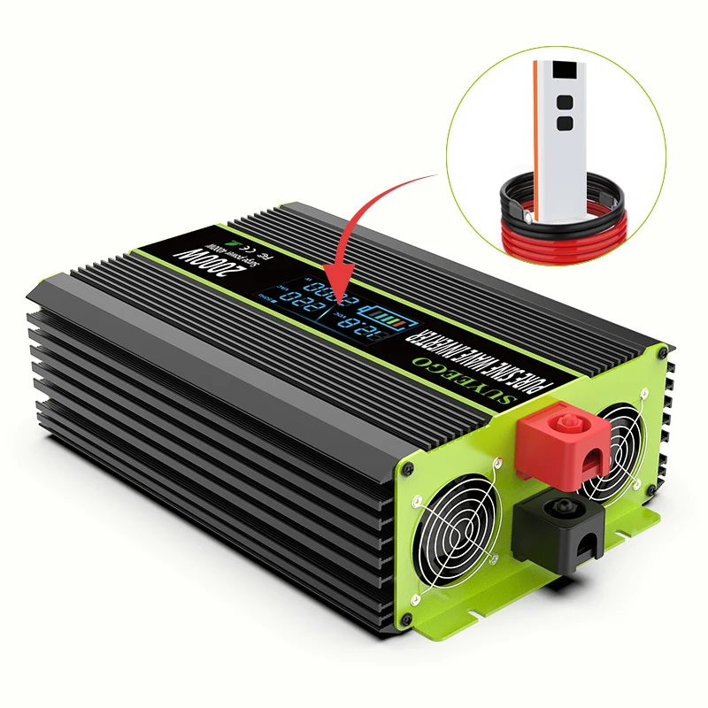 2000w Car Power Inverter Electricity 2kva Converter 12v 24v Battery Generator Pure Sine Wave Power Inverter