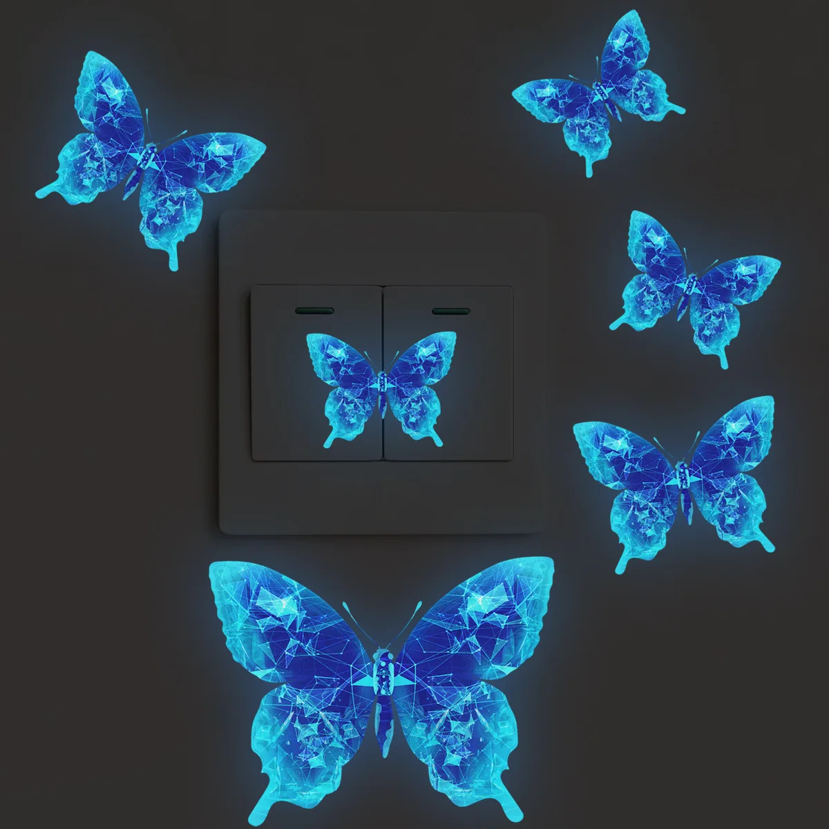 New Blue Glow-in-the-dark Butterfly Wall Stickers Room Decoration Accessories Cartoon Sticker for Anniversaries Birthdays Paster