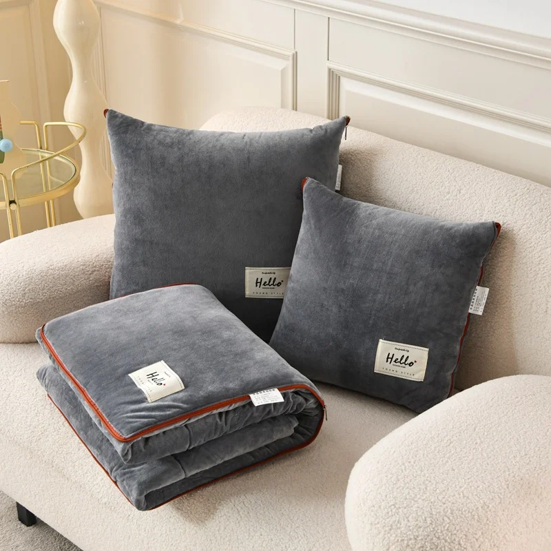 2 In 1 Pillow Blanket Warm Taffe Velvet Cushion Blanket Office Nap Blanket Cover Home Car Travel Pillow Lamb Velvet Blanket