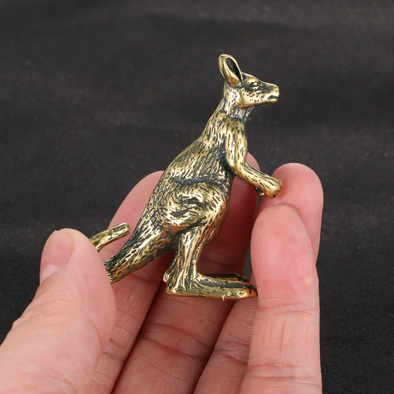 Retro Copper Brass Australia Kangaroo Ornaments Crafts Living Room Tea Table Micro-carving Arts Home Decoration a0587