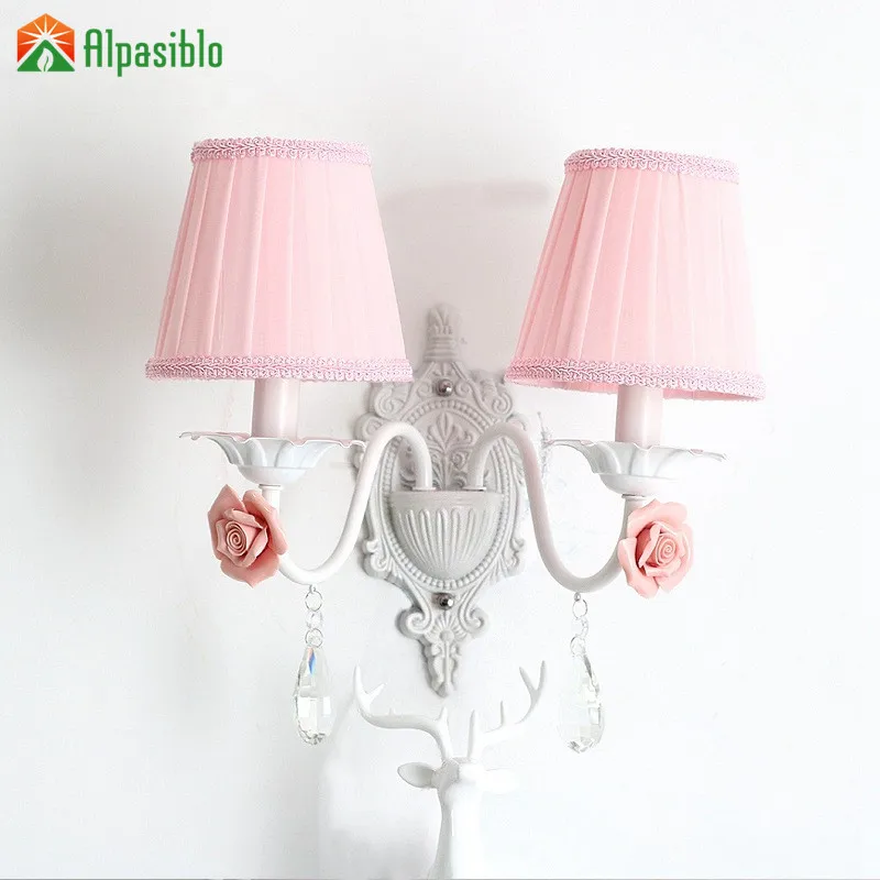 Nordic Creativity Flowers LED Wall Lamp Crystal Indoor Bedroom Bedside Living Room Lighting Sconce Corridor Stairs Light Fixture