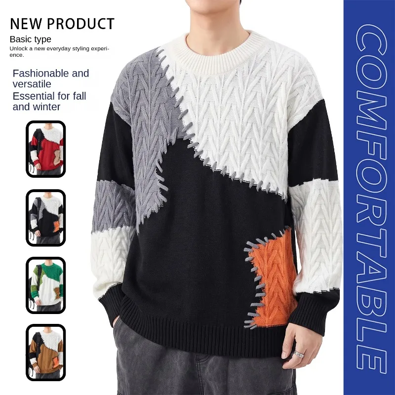 Mens Thick Fleece Lined Crew Neck Knit Sweater Warm Winter Casual Long Sleeve Pullover Knitwear Top