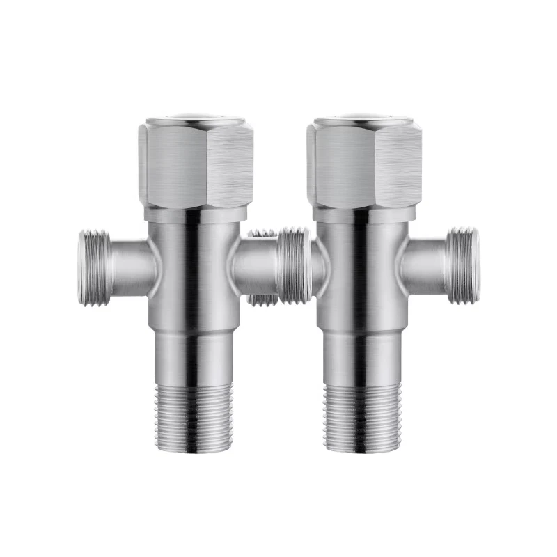 حمام من الفولاذ المقاوم للصدأ صمام مثلث سريع الفتح G1/2 مدخل مياه ملولب ملحقات صنبور صمام زاوية ثنائي الاتجاه