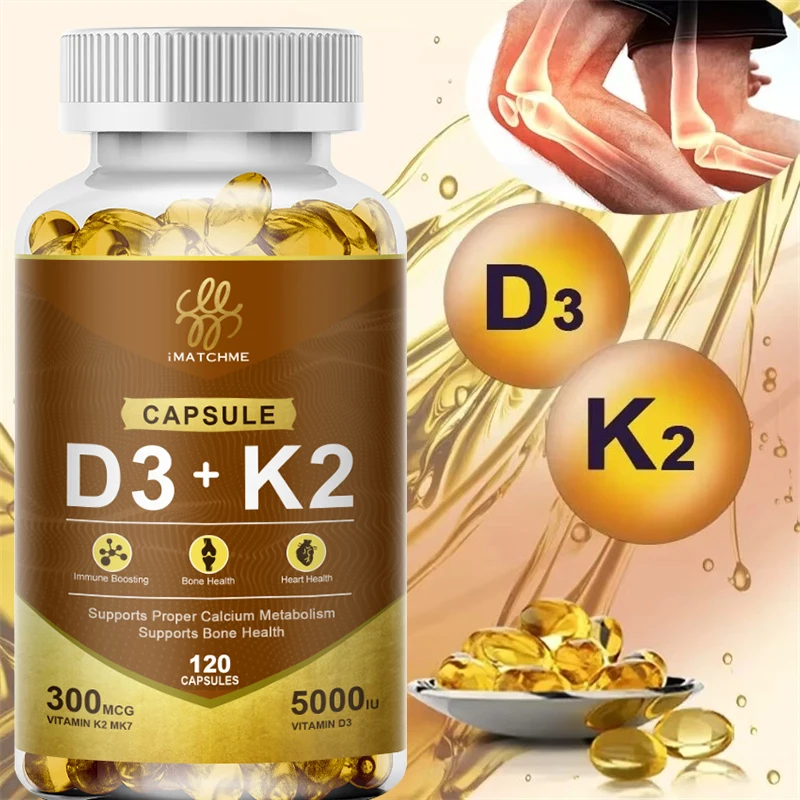 Vitamin D3+K2 Capsules for Immune, Joints, Muscles and Bones Support with Variety of Vitamins and Minerals Supplement