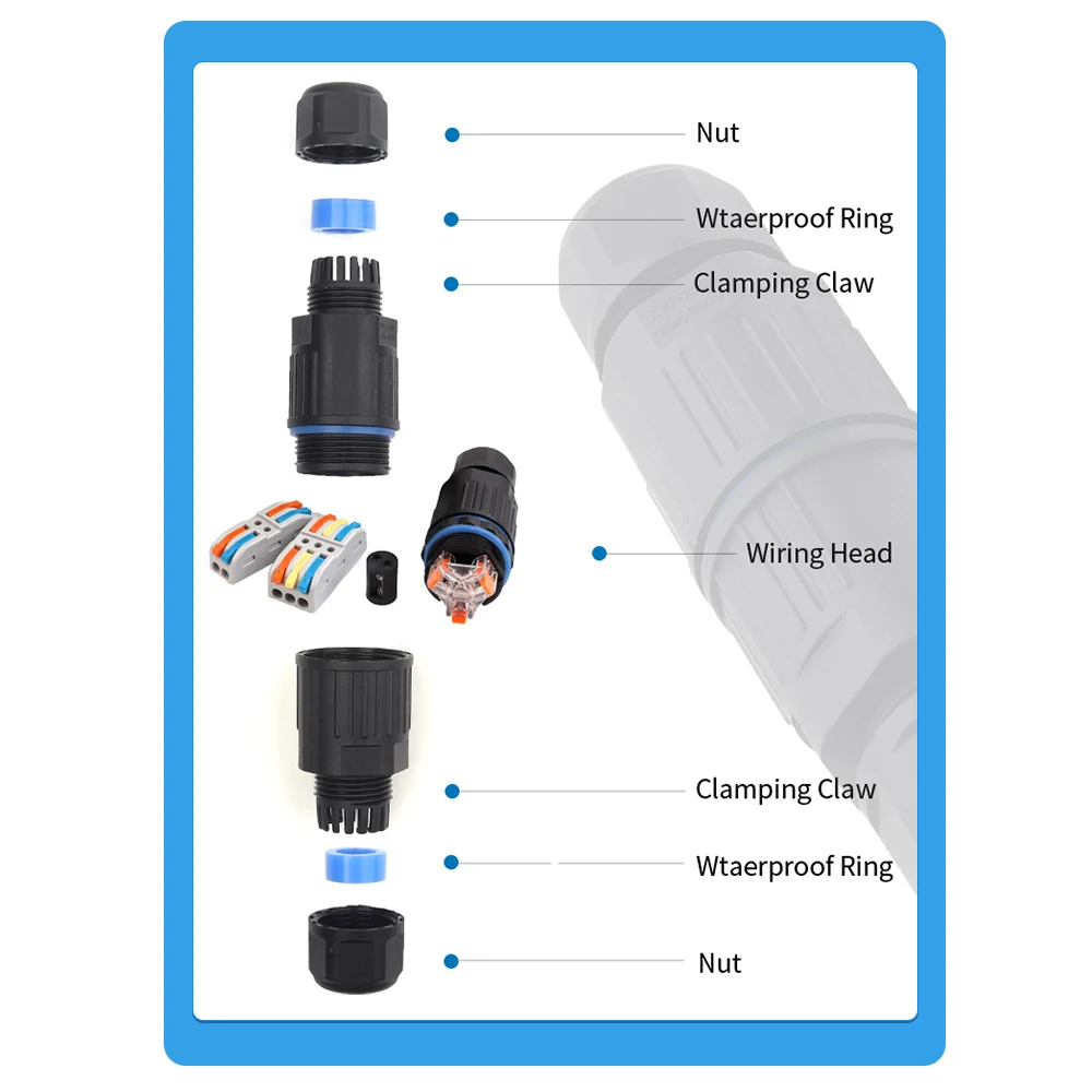 IP68 Waterproof Electrical Cable Connector, Outdoor 2/3 Way Junction Box, Waterproof Wire Connectors with Replaceable Lever Wire