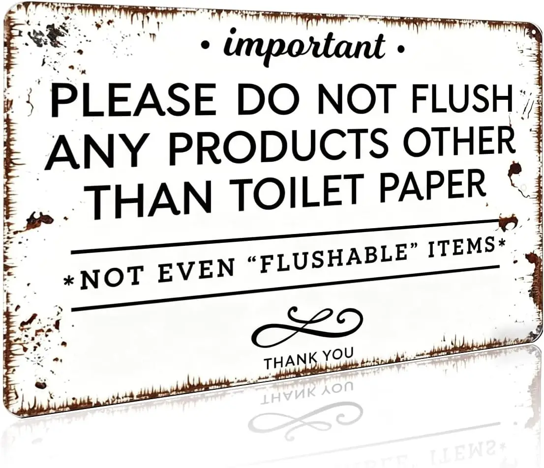 Vintage Bathroom Metal Tin Sign Toilet Decor Plaque | Please Do Not Flush Anything But Toilet Paper Metal sign, Funny Retro Wa