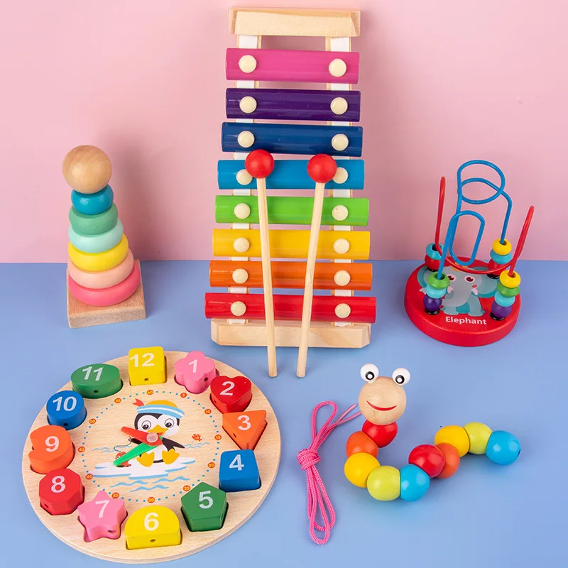 Montessori ของเล่นเด็กเด็ก3D ปริศนาไม้การเรียนรู้เกมเด็กของเล่นเพื่อการศึกษาของเล่นไม้เด็ก1 2 3ปี