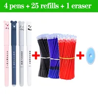 4+26 Pcs/set 0.5mm Cute Erasable Pens Kawaii Gel Pens School Japan Stationery for Notebooks kids School Office Writing Supplies