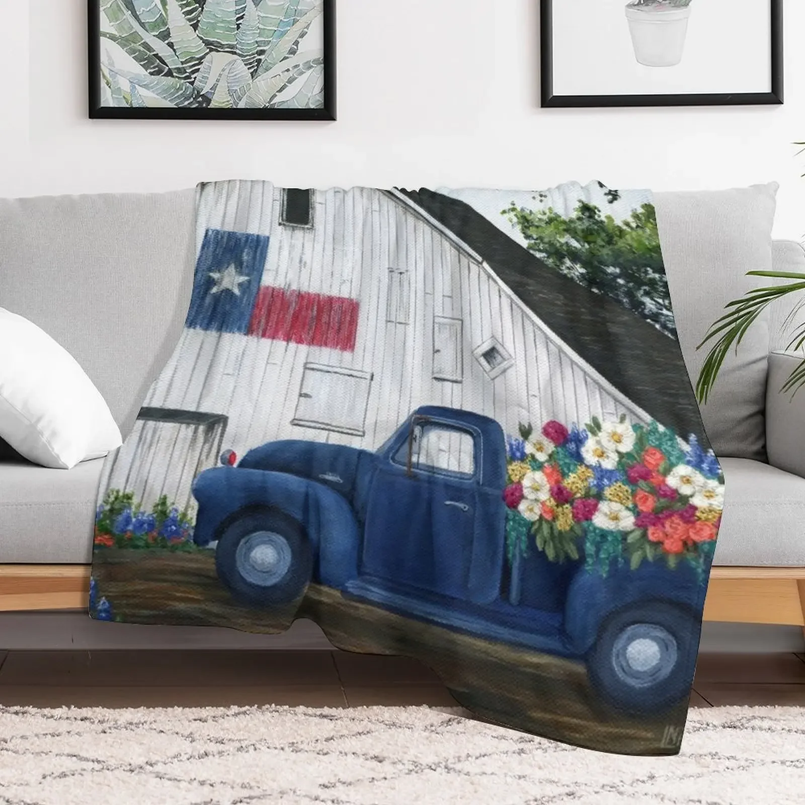 Texan Flower Farm Truck Throw Blanket valentine gift ideas Stuffeds Soft Big Thins Blankets