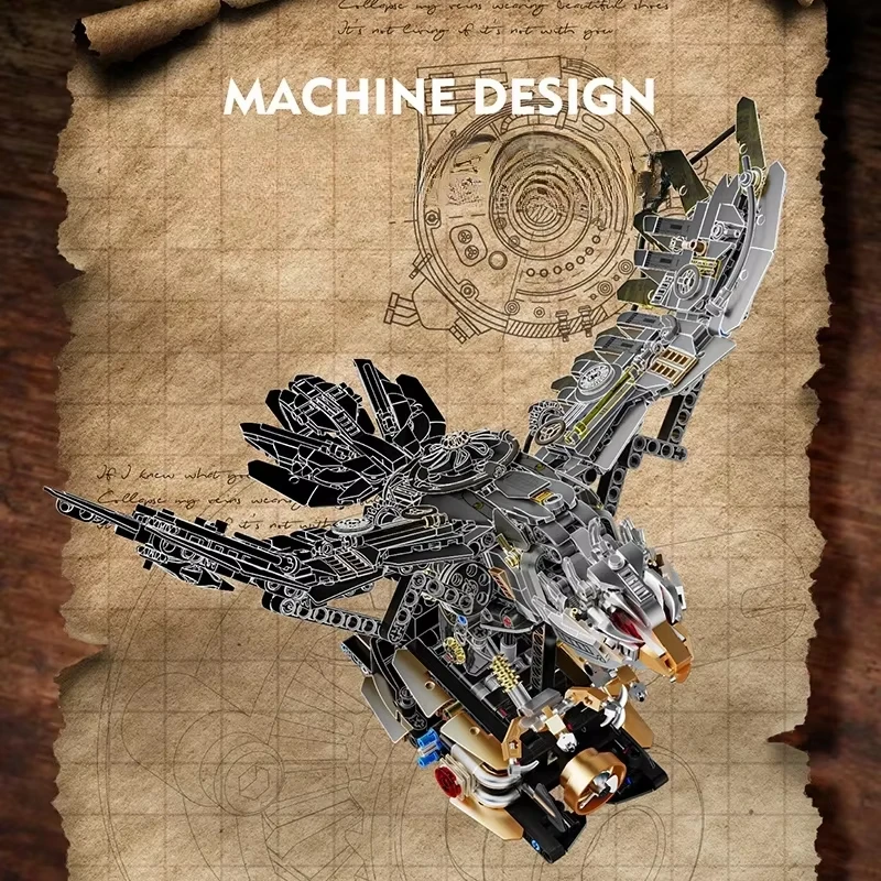 Idea 1168Pcs Mechanical Eagle Building Block Model Children's Powered Motor Blocks MOC Toy Desktop Ornament Boy's Christmas Gift