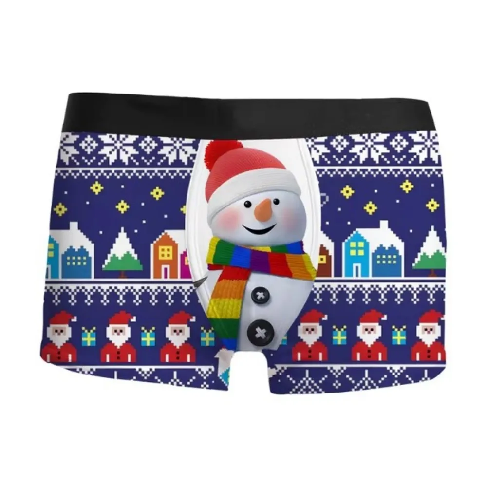 2024 Hot Christmas 3D printed men\'s underwear breathable comfortable fashion inside with mid-waist boxers