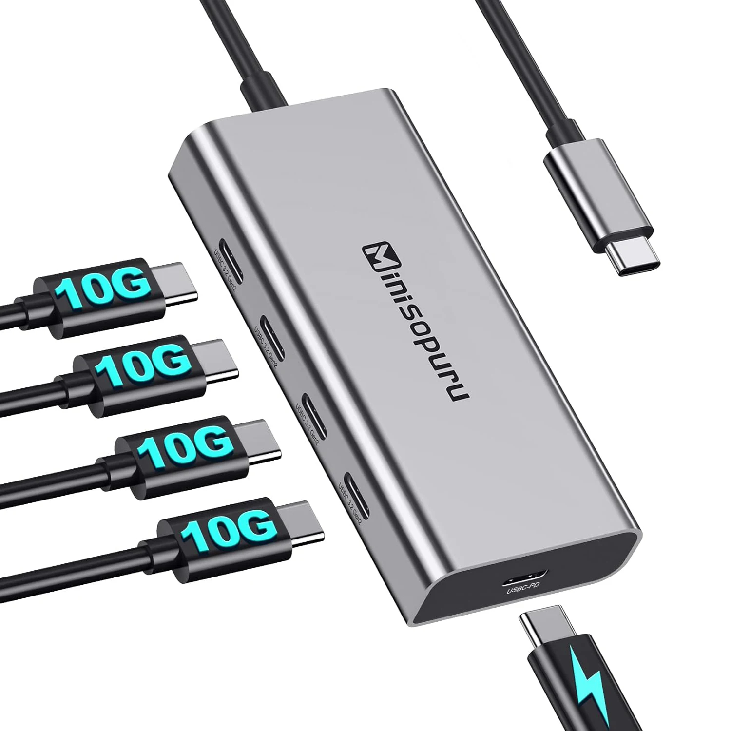 

USB C Hub 10Gbps USB Type-C 3.2 Hub with PD 100W Fast charging Port Adapter for Macbook Pro iMac PC Accessories