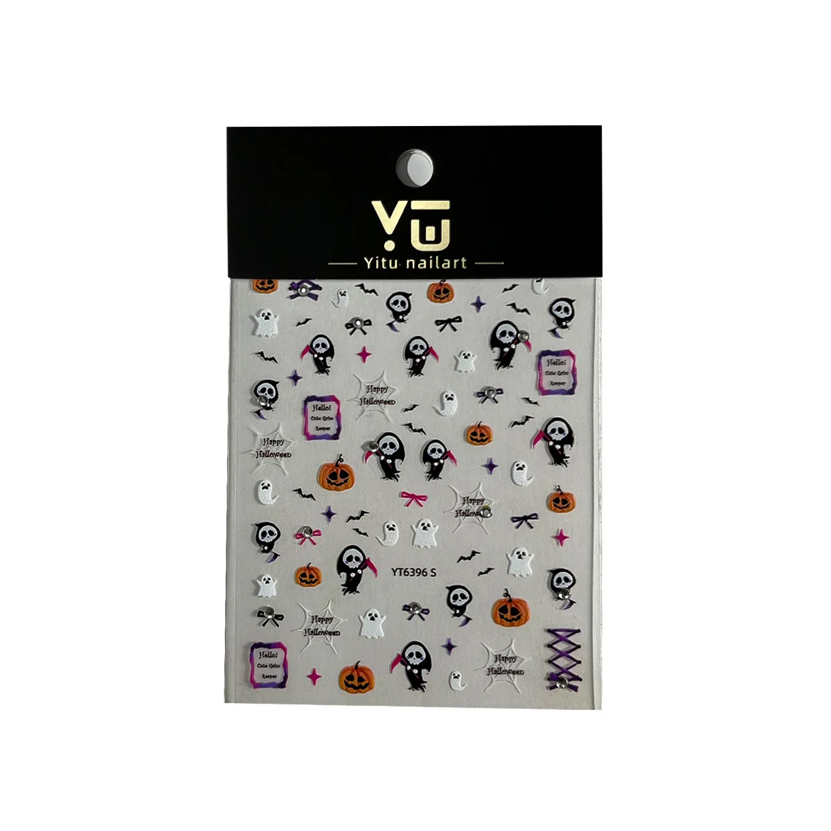 1 ورقة 5D هالوين الرجعية الأظافر ملصقات الموت شبح الشر اليقطين مسمار الفن الديكور الكرتون DIY بها بنفسك ذاتية اللصق مانيكير المنزلق