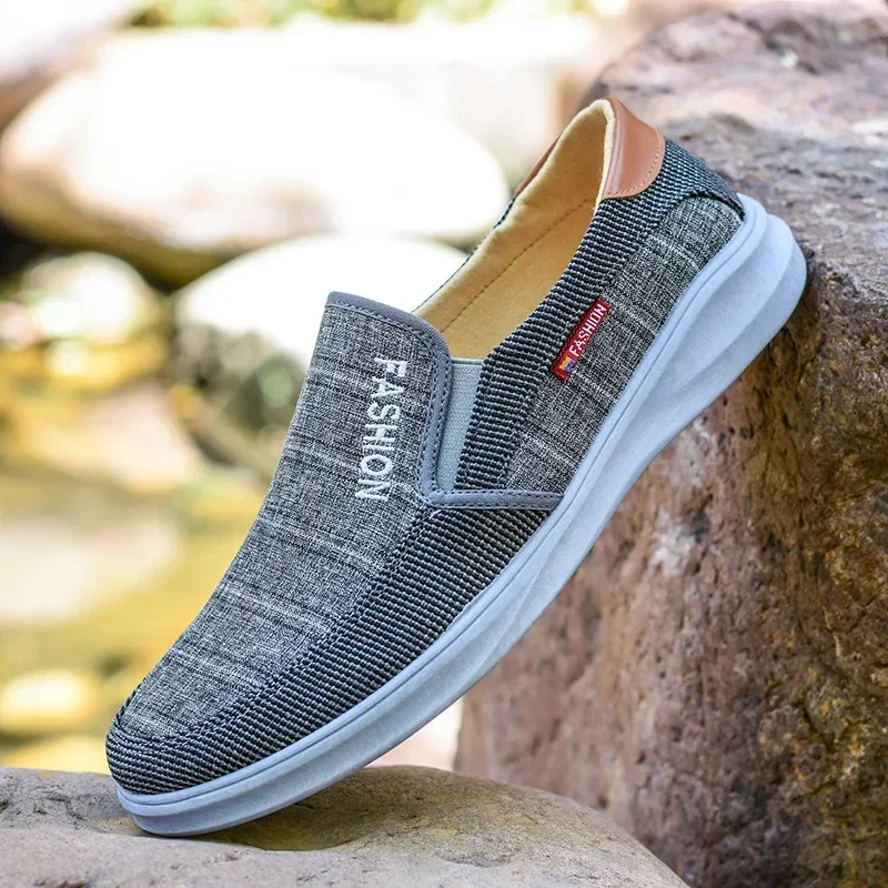 XIHAHA New Fashion Man Canvas Shallow Mouth Lace-up Board Shoes Men Spring Summer male Breathable Linen Single Shoes sneaker
