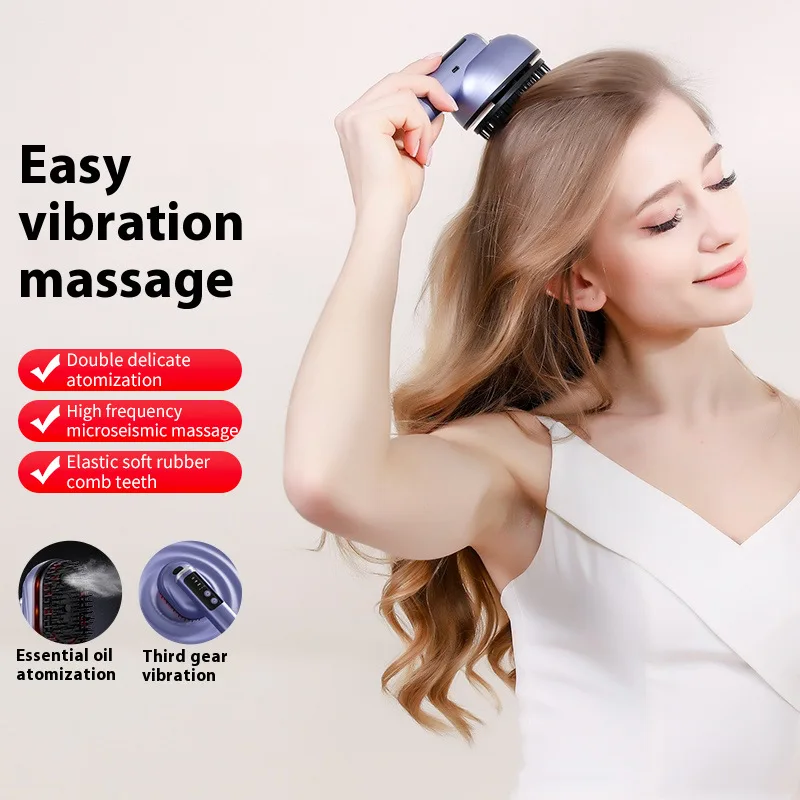 Peigne de Massage électrique pour Spa, Spray de soins capillaires, peigne à vibrations, lumière rouge, Guide de revitalisant, Instrument de croissance des cheveux à lumière rouge