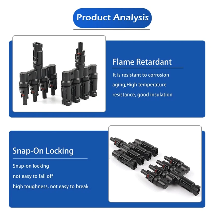 1 to 2/3/4/5/6T Solar MC Connectors For Photovoltaic Energy PV Panel Parallel Splitter Coupler Combiner IP67 1000V 1 Pair image 3