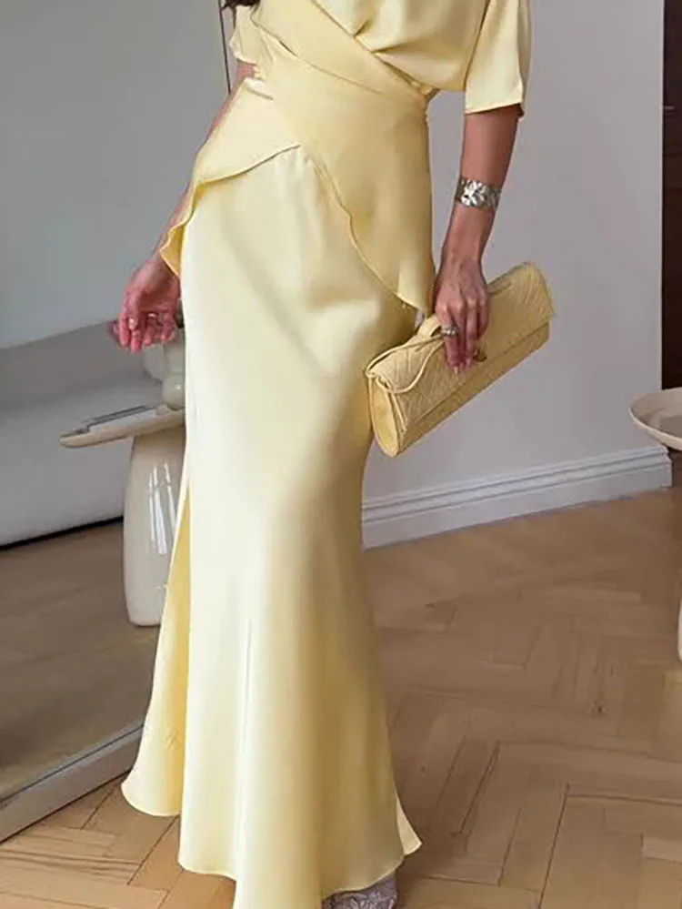 

Новые летние комплекты для вечеринок с короткими рукавами, элегантные нерегулярные топы на шнуровке и полуюбки, костюмы, шикарные простые однотонные наряды для поездок на работу