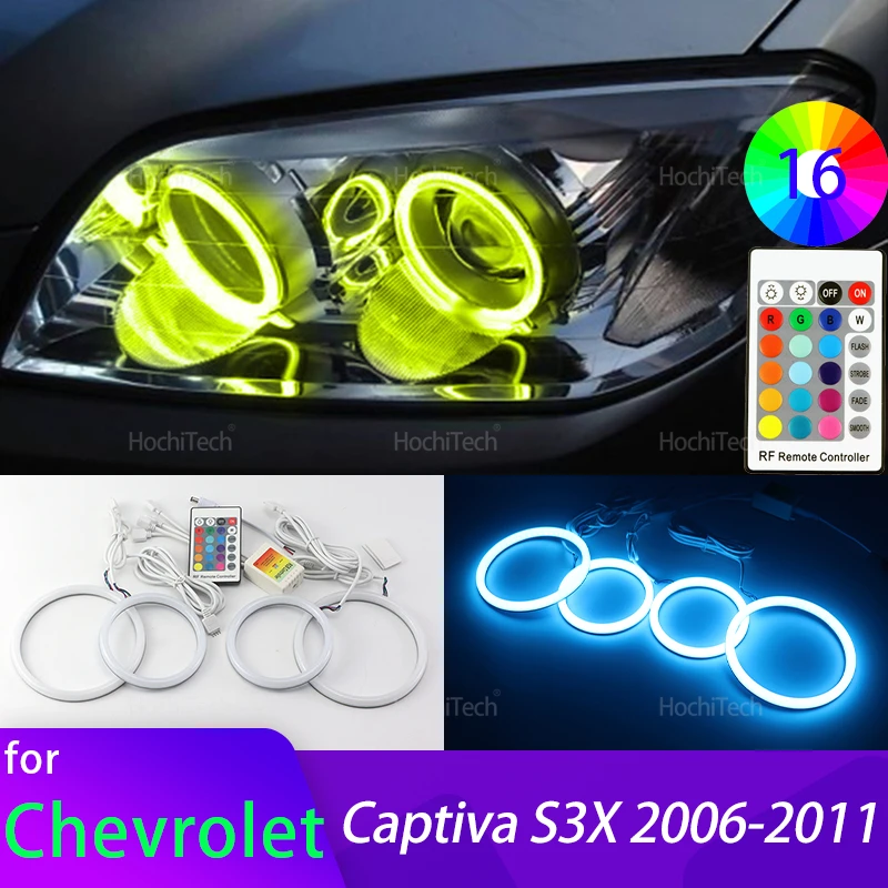 High Quality 16-Color RGB Cotton LED Angel Eye Rings Daytime Light for CHEVROLET CAPTIVA S3X 2006 2007 2008 2009 2010 2011