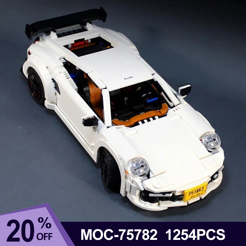 1254pcs MOC-75782 Racing White Super Sports Car 10295 Building Blocks Bricks Educational Puzzle Toys Birthday Gifts