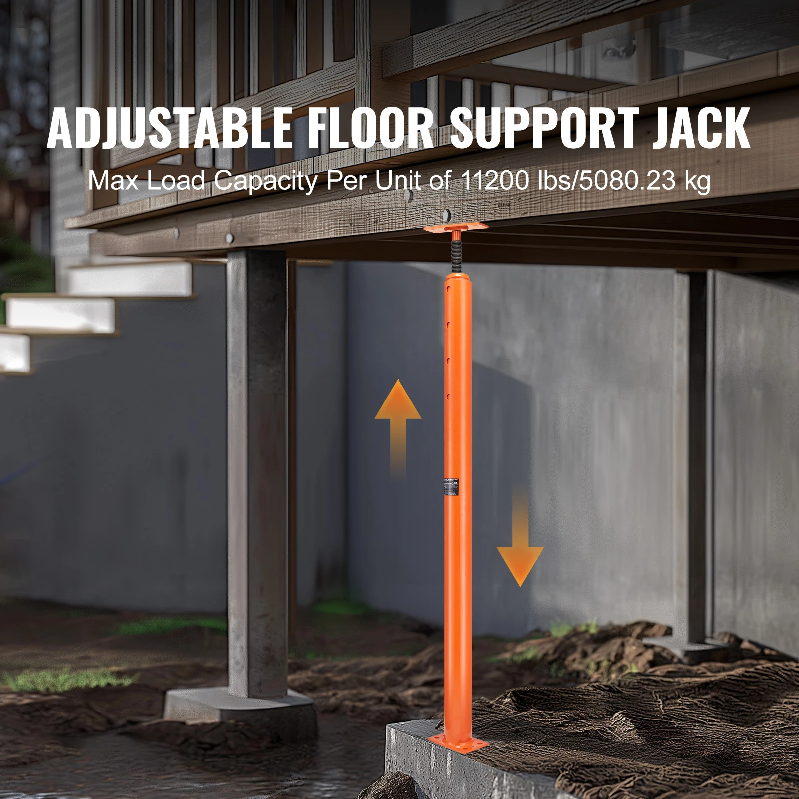 SucceBuy House Floor Jack Adjustable Support Beam Basement Jack Post Pole for Leveling Lift Steel Telescoping Jack Support