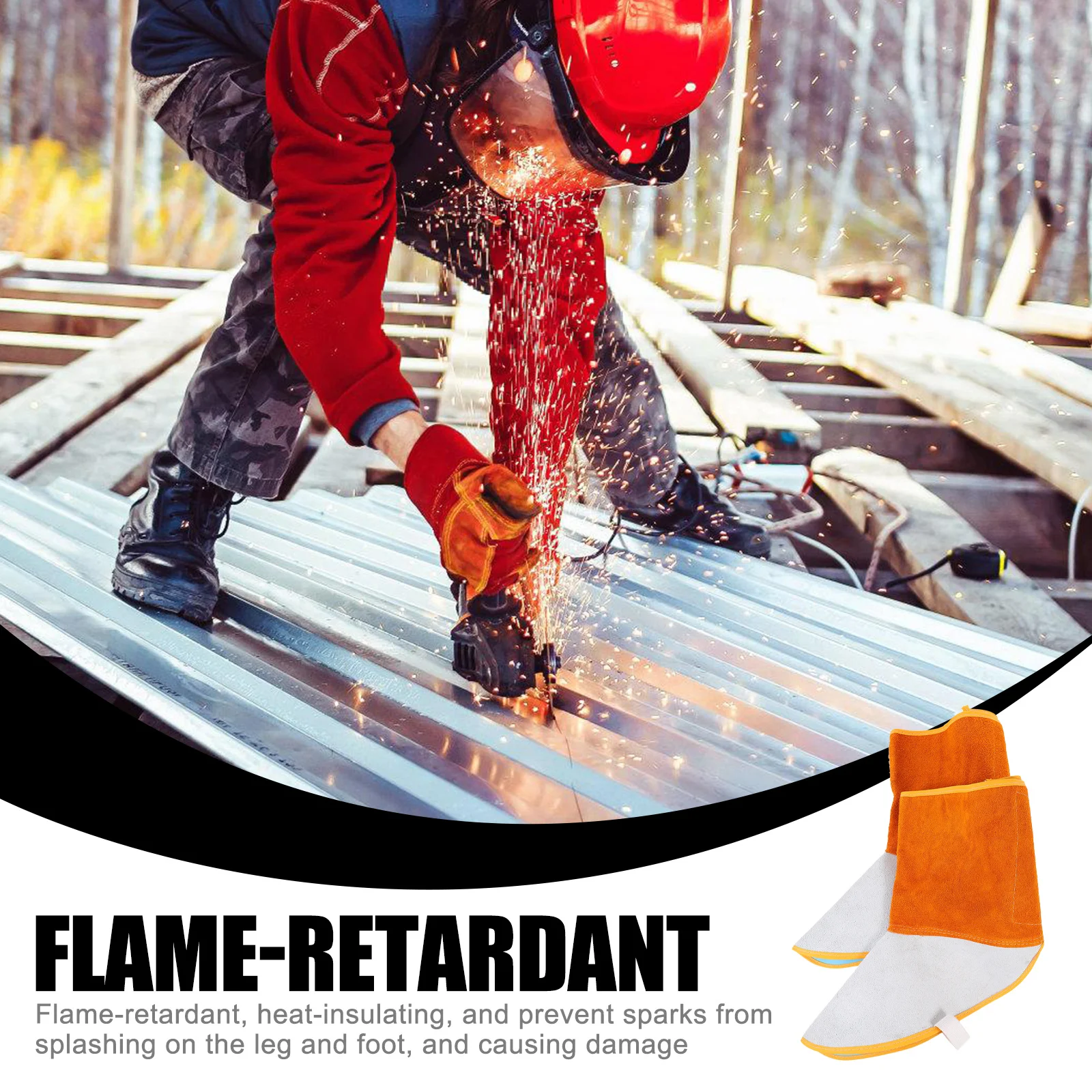 

1 Pair Welding Foot Cover Cowhide Wear-Resistant Flame-Retardant Heat Insulating Spark Protection For Welding Work Protective