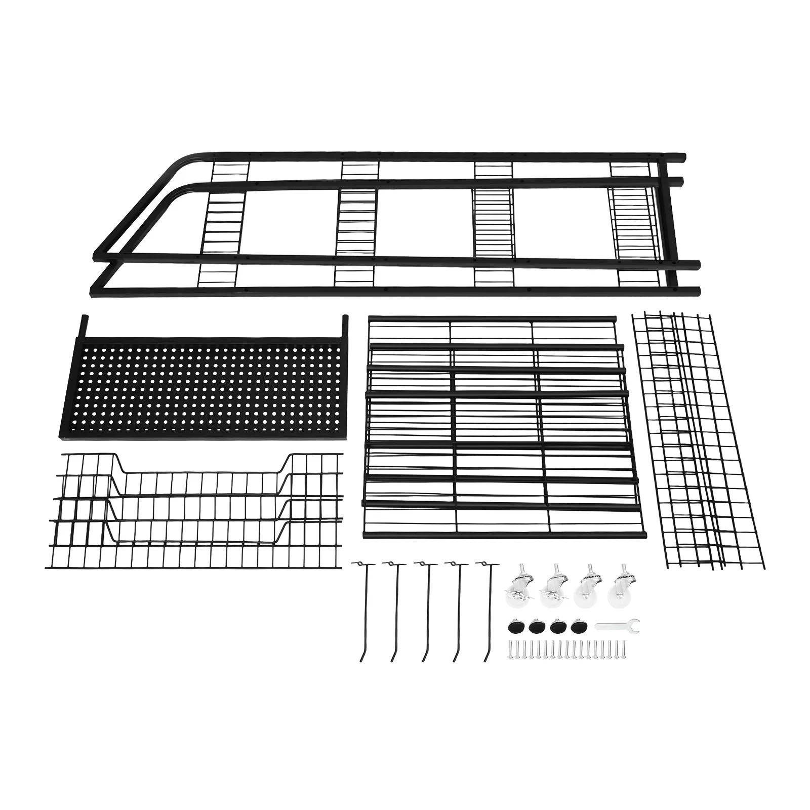 Black Retail Display Rack with Raised Baffle and  Anti-slip Feet Stand Storage Shelf  for Displaying Food, Fruits, Vegetables, and Other Food Items