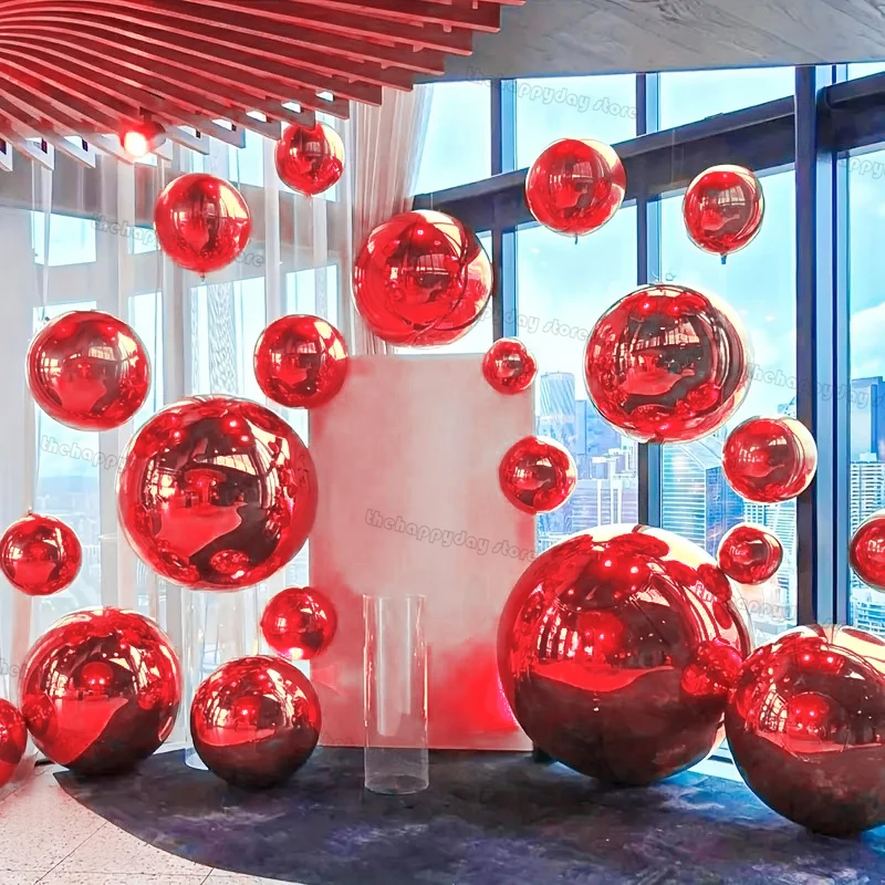 70-10 Zoll rote 4D runde Folienballons 4D-Mylar-Ballballons Metallic-roter Folienballon für Geburtstag, Hochzeit, Weihnachten, Party-Dekoration – Detail 38